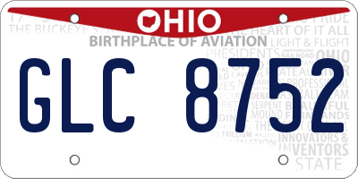 OH license plate GLC8752