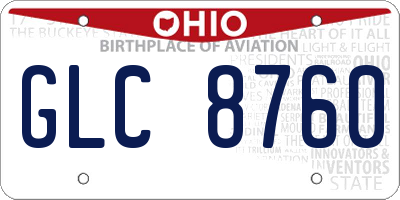 OH license plate GLC8760
