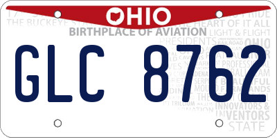 OH license plate GLC8762