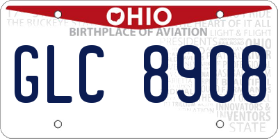 OH license plate GLC8908