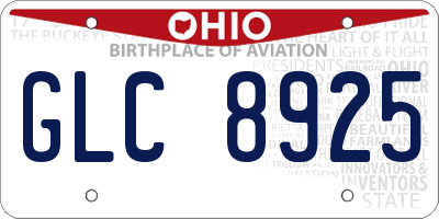 OH license plate GLC8925