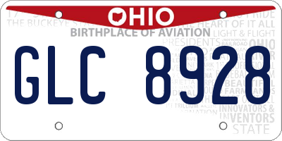OH license plate GLC8928