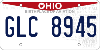 OH license plate GLC8945