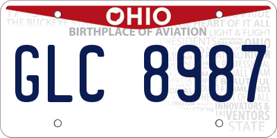 OH license plate GLC8987
