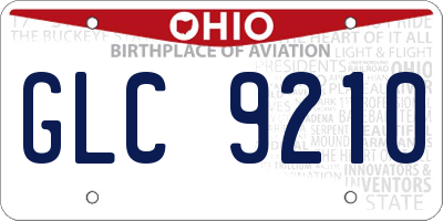 OH license plate GLC9210
