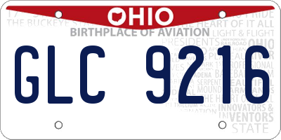 OH license plate GLC9216