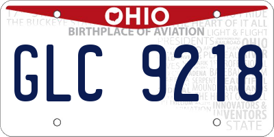 OH license plate GLC9218