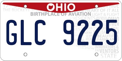 OH license plate GLC9225
