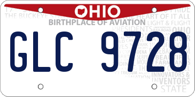 OH license plate GLC9728