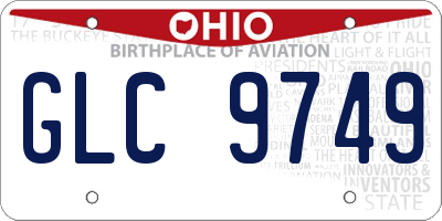 OH license plate GLC9749