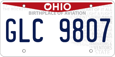 OH license plate GLC9807