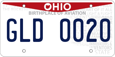 OH license plate GLD0020