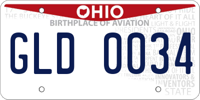 OH license plate GLD0034