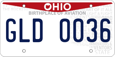 OH license plate GLD0036