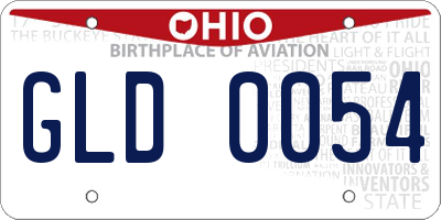 OH license plate GLD0054