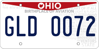 OH license plate GLD0072