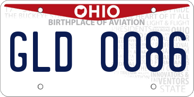 OH license plate GLD0086