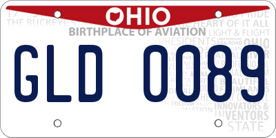 OH license plate GLD0089