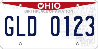 OH license plate GLD0123