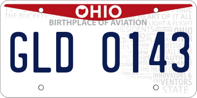 OH license plate GLD0143