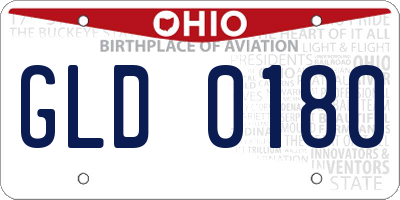 OH license plate GLD0180