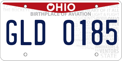 OH license plate GLD0185