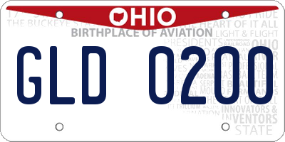 OH license plate GLD0200