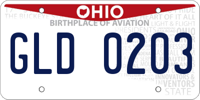 OH license plate GLD0203