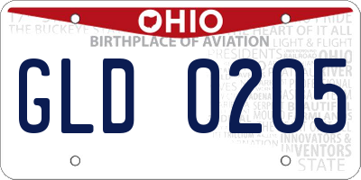 OH license plate GLD0205