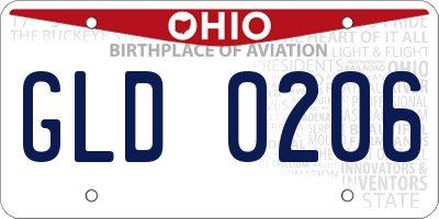 OH license plate GLD0206