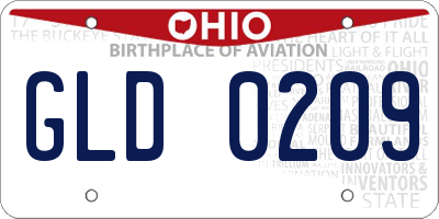 OH license plate GLD0209