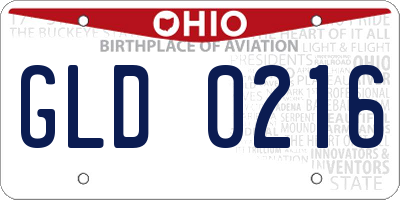 OH license plate GLD0216