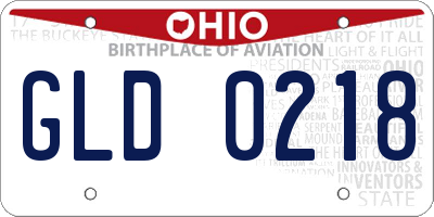 OH license plate GLD0218