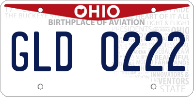 OH license plate GLD0222