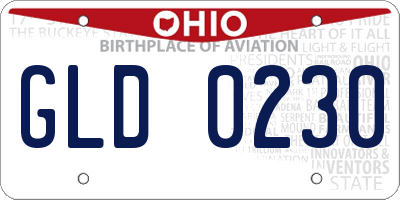 OH license plate GLD0230