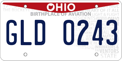 OH license plate GLD0243