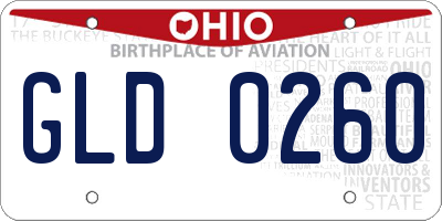 OH license plate GLD0260