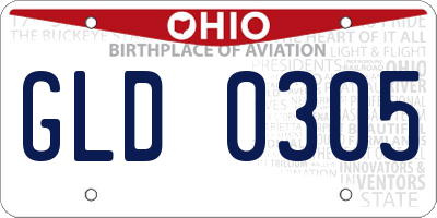 OH license plate GLD0305