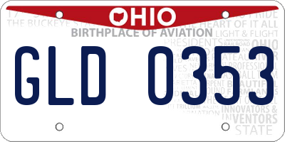 OH license plate GLD0353