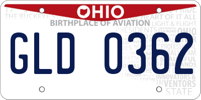 OH license plate GLD0362