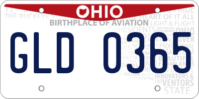 OH license plate GLD0365
