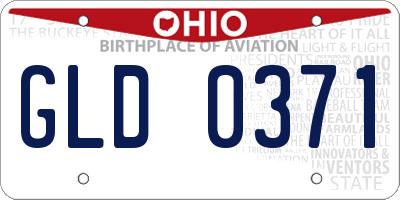 OH license plate GLD0371