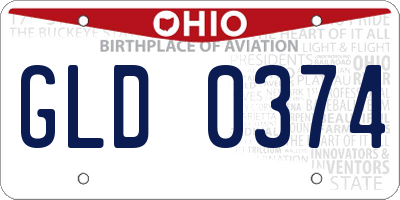 OH license plate GLD0374