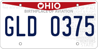 OH license plate GLD0375