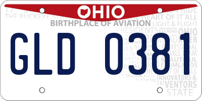 OH license plate GLD0381
