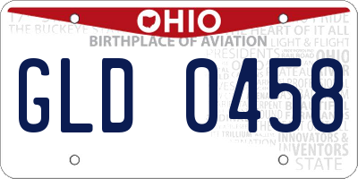 OH license plate GLD0458