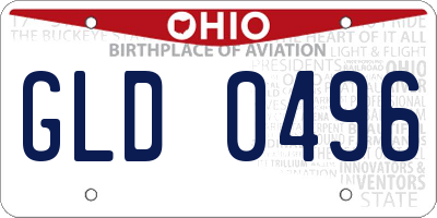 OH license plate GLD0496