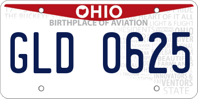OH license plate GLD0625