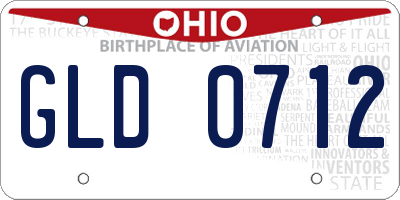 OH license plate GLD0712
