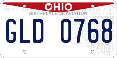 OH license plate GLD0768